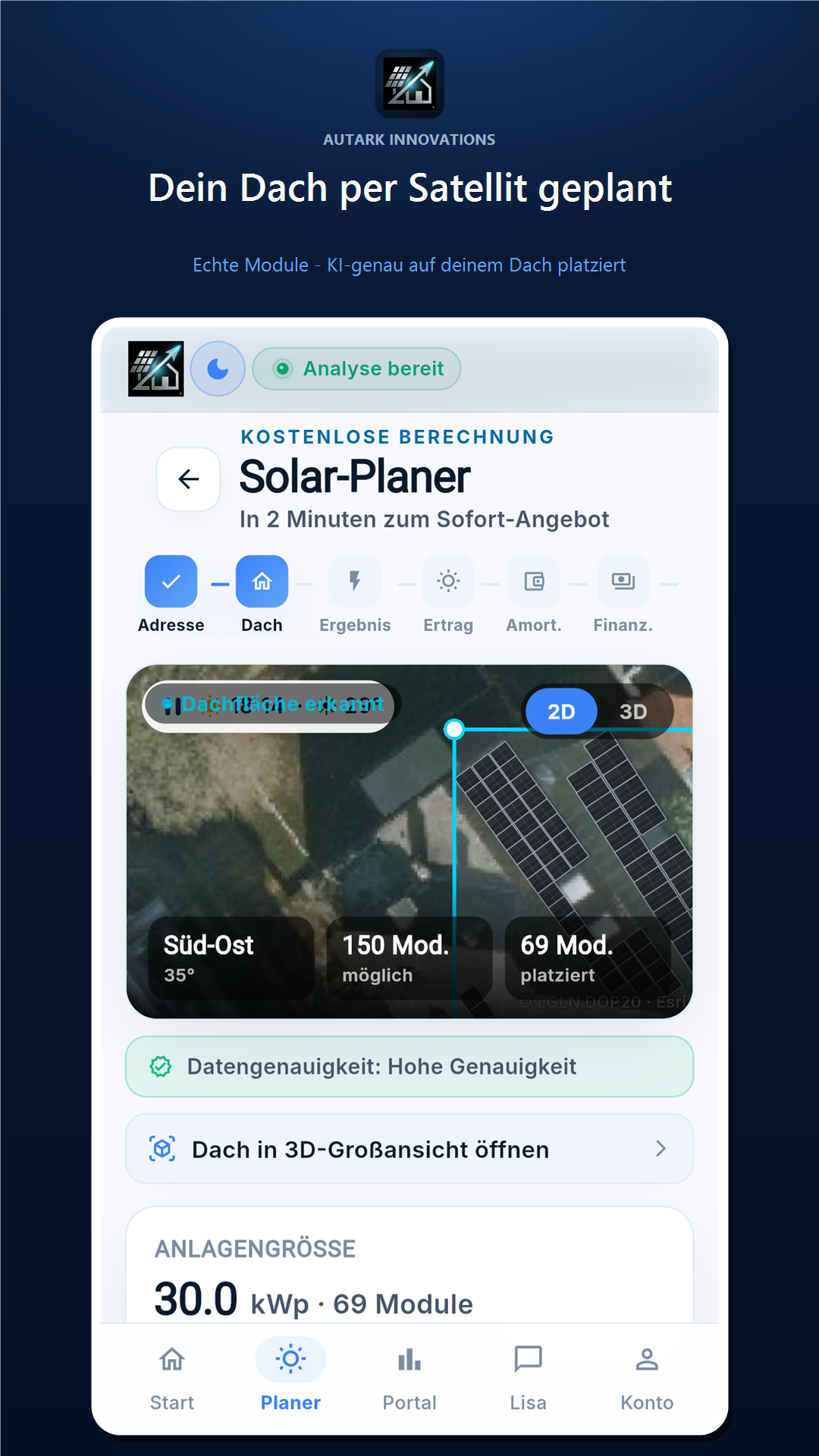 2D-Modulbelegung auf dem Satellitenbild
