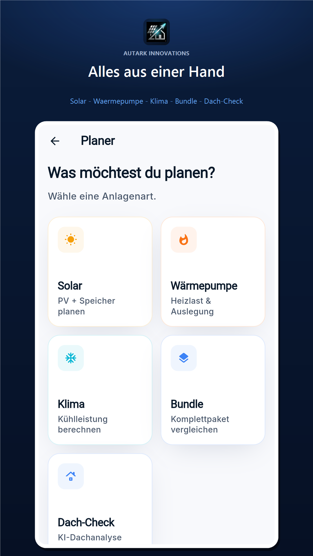 Solar-Planer der Autark-App